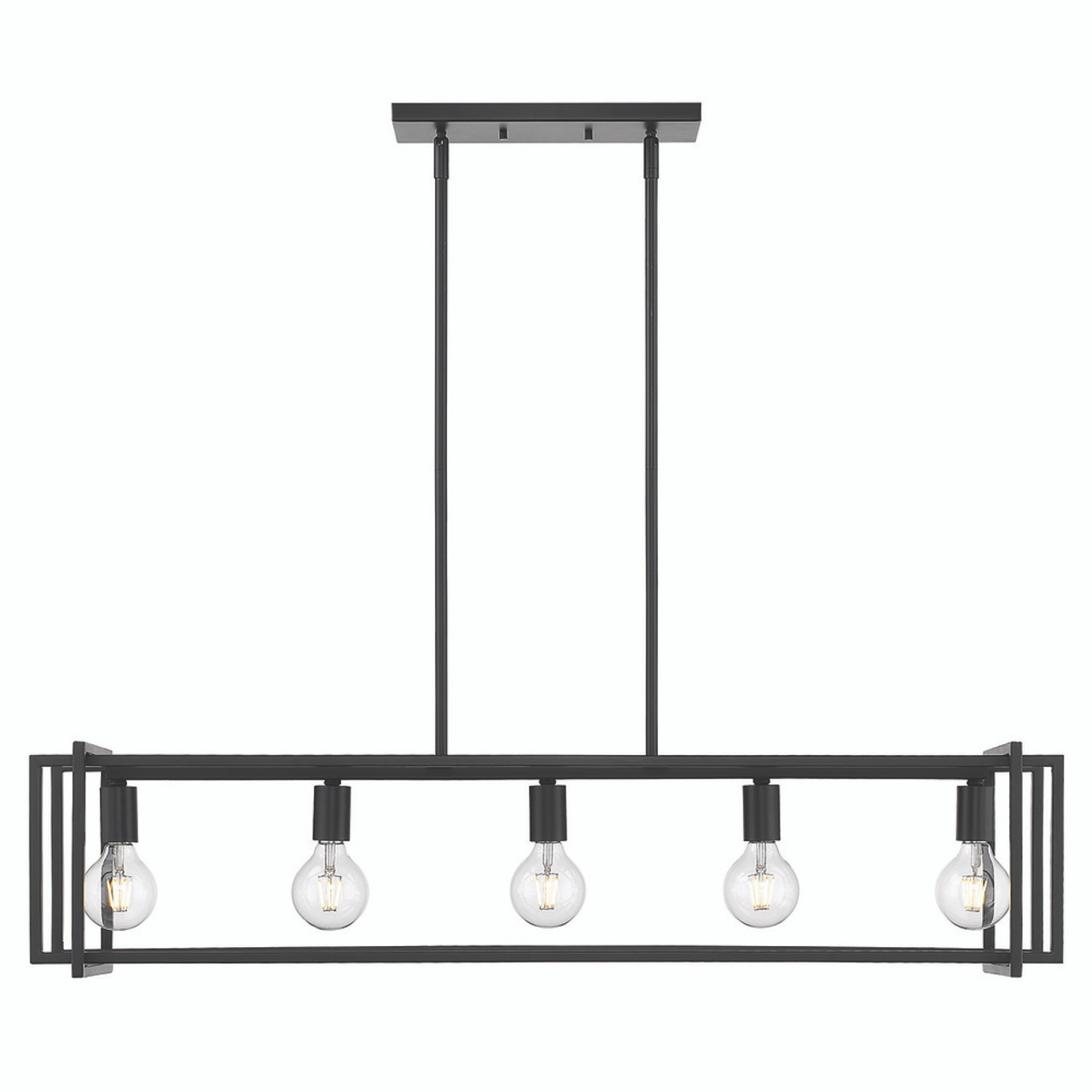 Tribeca Linear Pendant in Matte Black with Matte Black Accents